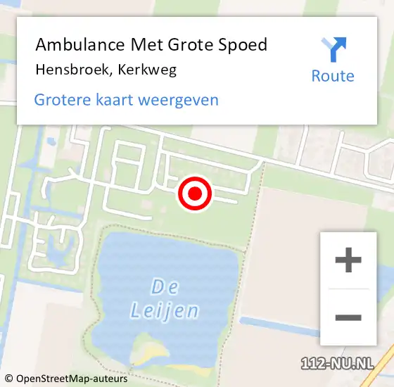 Locatie op kaart van de 112 melding: Ambulance Met Grote Spoed Naar Hensbroek, Kerkweg op 26 maart 2020 09:41