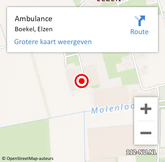 Locatie op kaart van de 112 melding: Ambulance Boekel, Elzen op 26 maart 2020 16:20