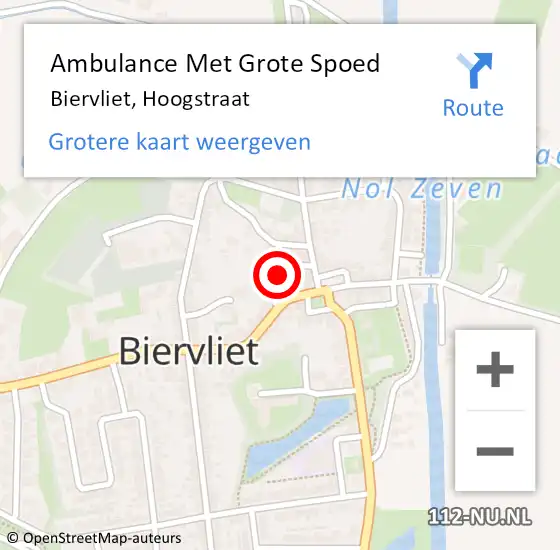 Locatie op kaart van de 112 melding: Ambulance Met Grote Spoed Naar Biervliet, Hoogstraat op 26 maart 2020 18:10