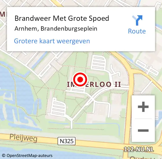 Locatie op kaart van de 112 melding: Brandweer Met Grote Spoed Naar Arnhem, Brandenburgseplein op 26 maart 2020 18:53