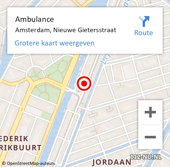 Locatie op kaart van de 112 melding: Ambulance Amsterdam, Nieuwe Gietersstraat op 26 maart 2020 18:58