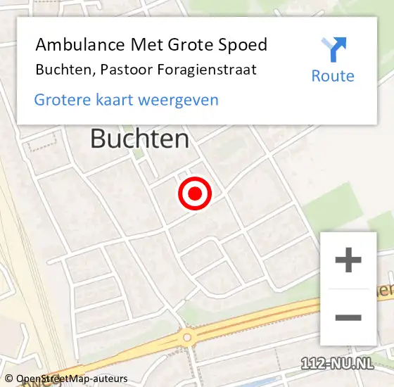 Locatie op kaart van de 112 melding: Ambulance Met Grote Spoed Naar Buchten, Pastoor Foragienstraat op 2 mei 2014 11:57