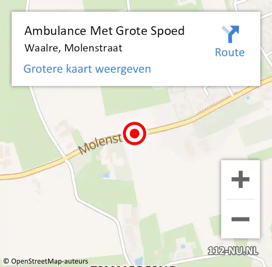Locatie op kaart van de 112 melding: Ambulance Met Grote Spoed Naar Waalre, Molenstraat op 27 maart 2020 06:02