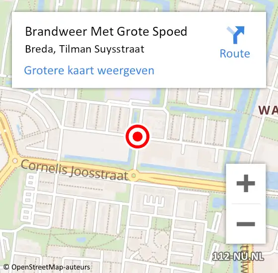 Locatie op kaart van de 112 melding: Brandweer Met Grote Spoed Naar Breda, Tilman Suysstraat op 27 maart 2020 07:40