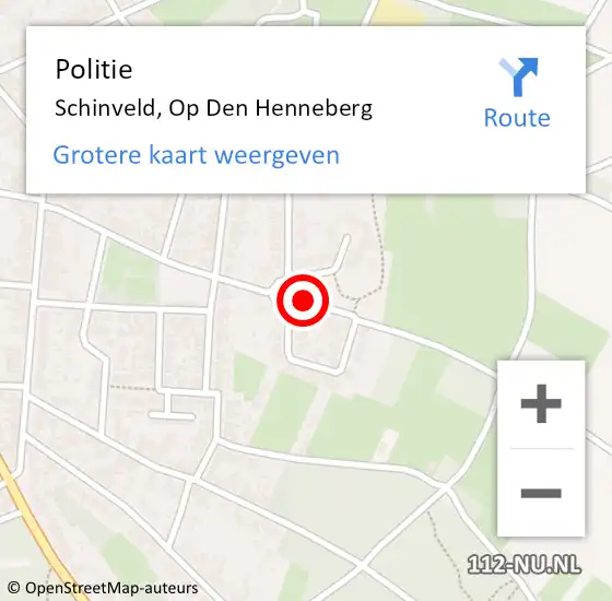 Locatie op kaart van de 112 melding: Politie Schinveld, Op Den Henneberg op 27 maart 2020 09:42