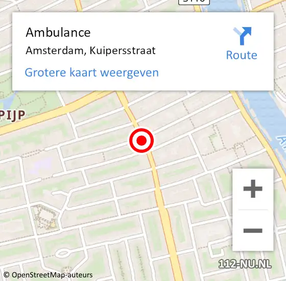 Locatie op kaart van de 112 melding: Ambulance Amsterdam, Kuipersstraat op 27 maart 2020 14:09