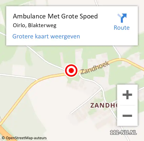 Locatie op kaart van de 112 melding: Ambulance Met Grote Spoed Naar Oirlo, Blakterweg op 2 mei 2014 12:57