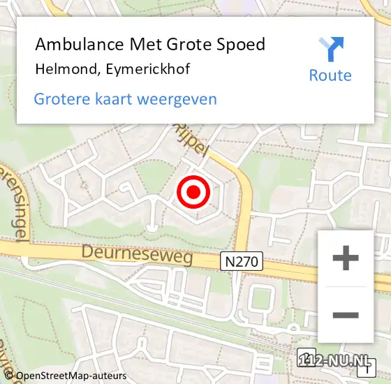 Locatie op kaart van de 112 melding: Ambulance Met Grote Spoed Naar Helmond, Eymerickhof op 27 maart 2020 16:00