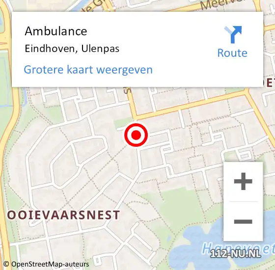 Locatie op kaart van de 112 melding: Ambulance Eindhoven, Ulenpas op 27 maart 2020 17:18
