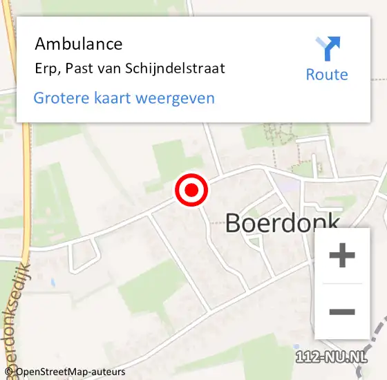 Locatie op kaart van de 112 melding: Ambulance Erp, Past van Schijndelstraat op 27 maart 2020 17:20