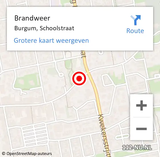 Locatie op kaart van de 112 melding: Brandweer Burgum, Schoolstraat op 27 maart 2020 18:01
