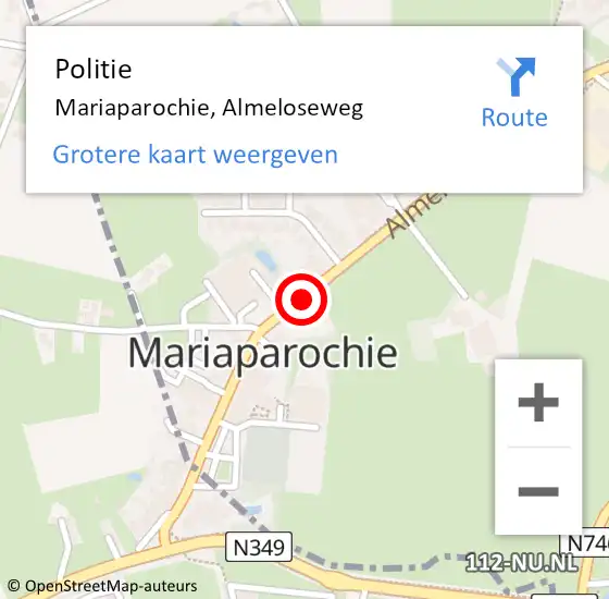 Locatie op kaart van de 112 melding: Politie Mariaparochie, Almeloseweg op 27 maart 2020 20:53