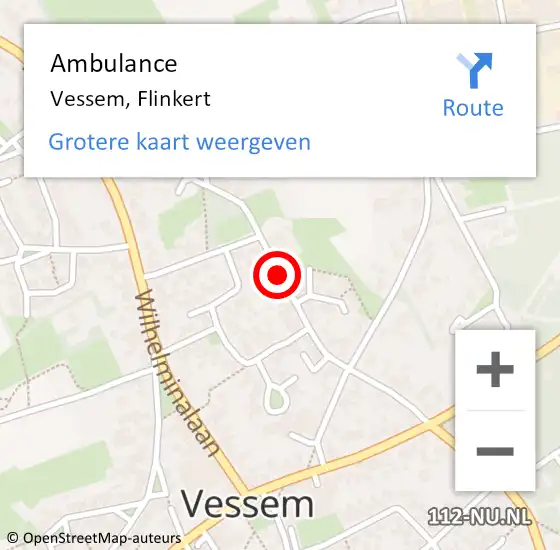 Locatie op kaart van de 112 melding: Ambulance Vessem, Flinkert op 27 maart 2020 23:09