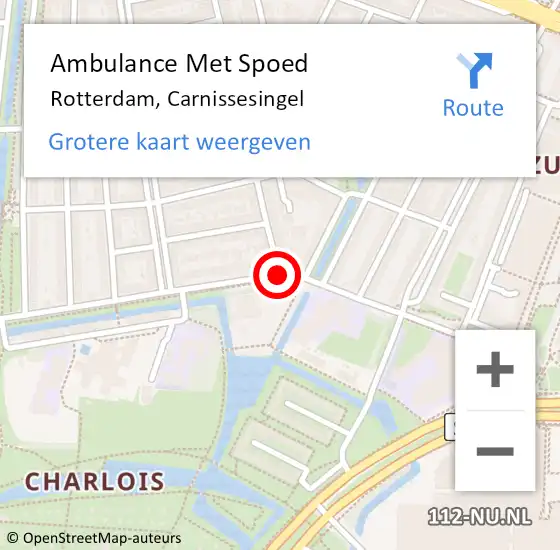 Locatie op kaart van de 112 melding: Ambulance Met Spoed Naar Rotterdam, Carnissesingel op 28 maart 2020 00:52