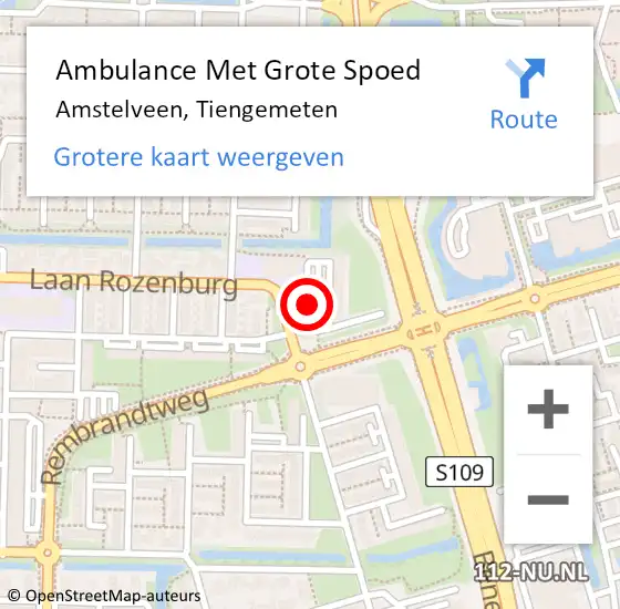 Locatie op kaart van de 112 melding: Ambulance Met Grote Spoed Naar Amstelveen, Tiengemeten op 28 maart 2020 04:05