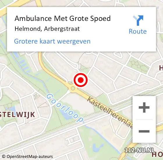 Locatie op kaart van de 112 melding: Ambulance Met Grote Spoed Naar Helmond, Arbergstraat op 28 maart 2020 10:23