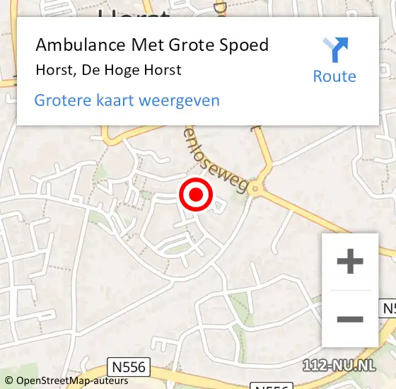 Locatie op kaart van de 112 melding: Ambulance Met Grote Spoed Naar Horst, De Hoge Horst op 28 maart 2020 11:58
