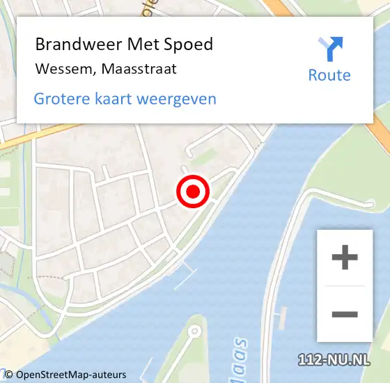 Locatie op kaart van de 112 melding: Brandweer Met Spoed Naar Wessem, Maasstraat op 28 maart 2020 12:05