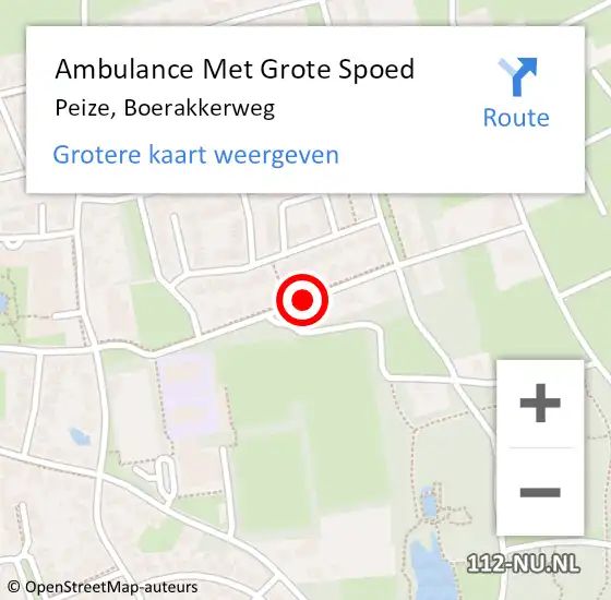 Locatie op kaart van de 112 melding: Ambulance Met Grote Spoed Naar Peize, Boerakkerweg op 28 maart 2020 13:56