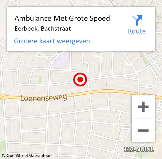 Locatie op kaart van de 112 melding: Ambulance Met Grote Spoed Naar Eerbeek, Bachstraat op 28 maart 2020 14:11