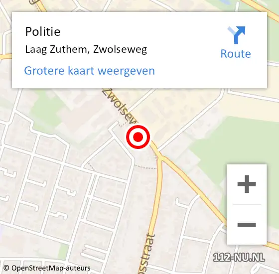 Locatie op kaart van de 112 melding: Politie Laag Zuthem, Zwolseweg op 28 maart 2020 15:09