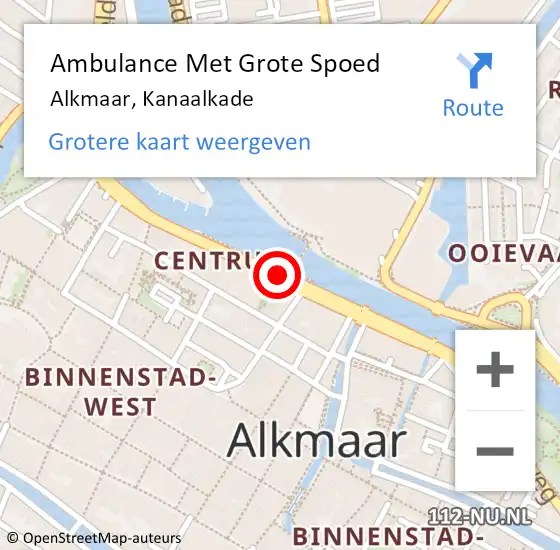 Locatie op kaart van de 112 melding: Ambulance Met Grote Spoed Naar Alkmaar, Kanaalkade op 28 maart 2020 15:19