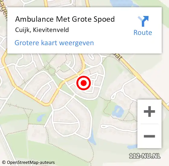 Locatie op kaart van de 112 melding: Ambulance Met Grote Spoed Naar Cuijk, Kievitenveld op 28 maart 2020 16:09