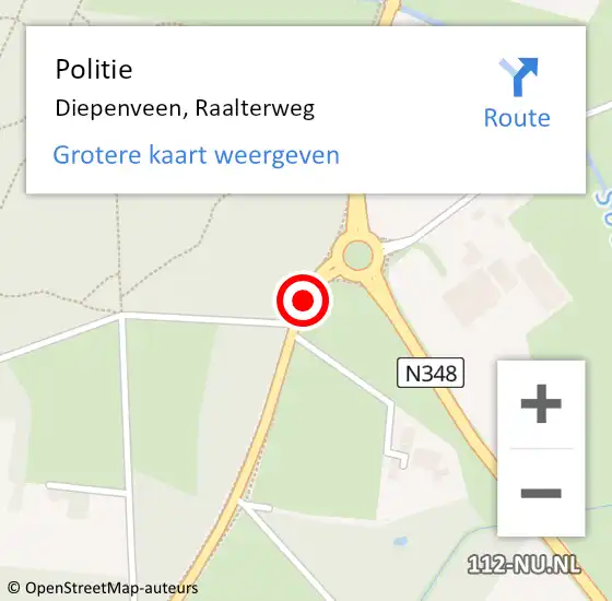 Locatie op kaart van de 112 melding: Politie Diepenveen, Raalterweg op 28 maart 2020 16:43