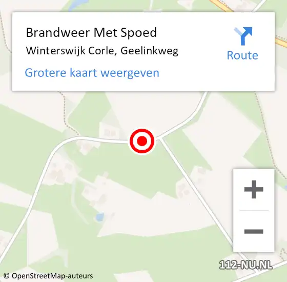 Locatie op kaart van de 112 melding: Brandweer Met Spoed Naar Winterswijk Corle, Geelinkweg op 28 maart 2020 16:47