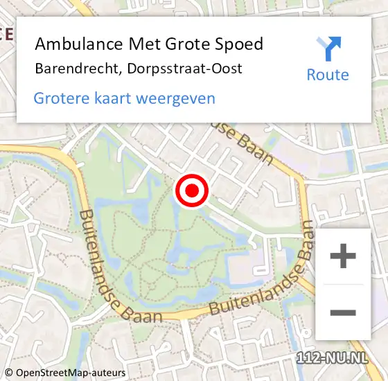 Locatie op kaart van de 112 melding: Ambulance Met Grote Spoed Naar Barendrecht, Dorpsstraat-Oost op 28 maart 2020 17:21
