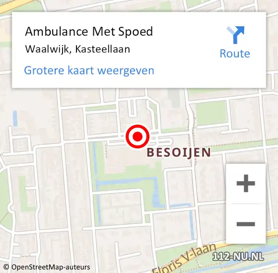 Locatie op kaart van de 112 melding: Ambulance Met Spoed Naar Waalwijk, Kasteellaan op 28 maart 2020 18:44