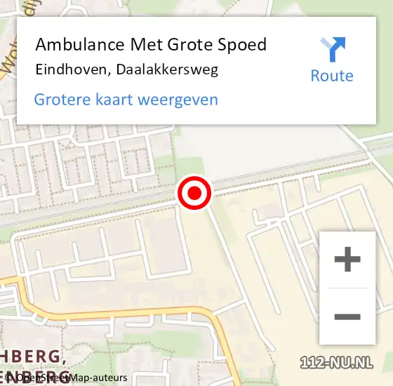 Locatie op kaart van de 112 melding: Ambulance Met Grote Spoed Naar Eindhoven, Daalakkersweg op 29 maart 2020 03:43