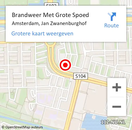 Locatie op kaart van de 112 melding: Brandweer Met Grote Spoed Naar Amsterdam, Jan Zwanenburghof op 29 maart 2020 09:08