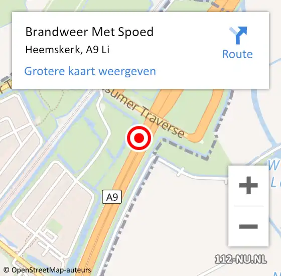 Locatie op kaart van de 112 melding: Brandweer Met Spoed Naar Heemskerk, A9 Li op 29 maart 2020 14:01