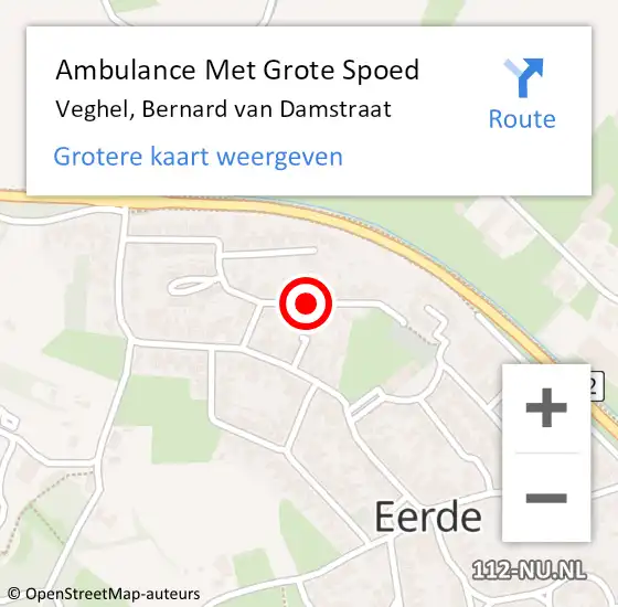 Locatie op kaart van de 112 melding: Ambulance Met Grote Spoed Naar Veghel, Bernard van Damstraat op 29 maart 2020 15:27