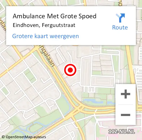 Locatie op kaart van de 112 melding: Ambulance Met Grote Spoed Naar Eindhoven, Ferguutstraat op 30 maart 2020 10:37