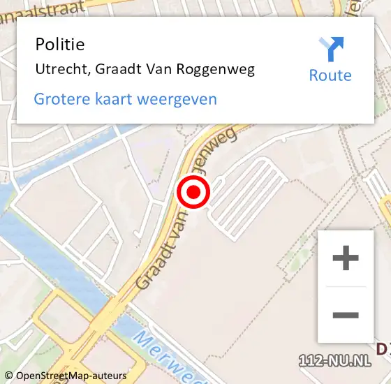 Locatie op kaart van de 112 melding: Politie Utrecht, Graadt Van Roggenweg op 30 maart 2020 10:39