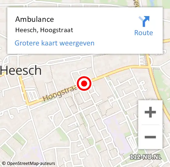 Locatie op kaart van de 112 melding: Ambulance Heesch, Hoogstraat op 30 maart 2020 12:57