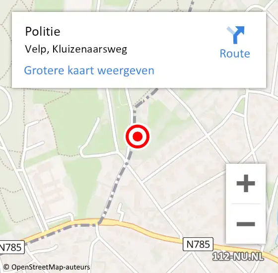 Locatie op kaart van de 112 melding: Politie Velp, Kluizenaarsweg op 30 maart 2020 15:08