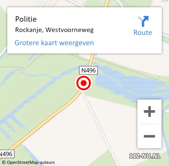 Locatie op kaart van de 112 melding: Politie Rockanje, Westvoorneweg op 30 maart 2020 18:06