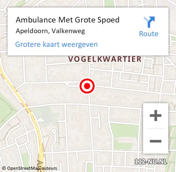 Locatie op kaart van de 112 melding: Ambulance Met Grote Spoed Naar Apeldoorn, Valkenweg op 30 maart 2020 18:30