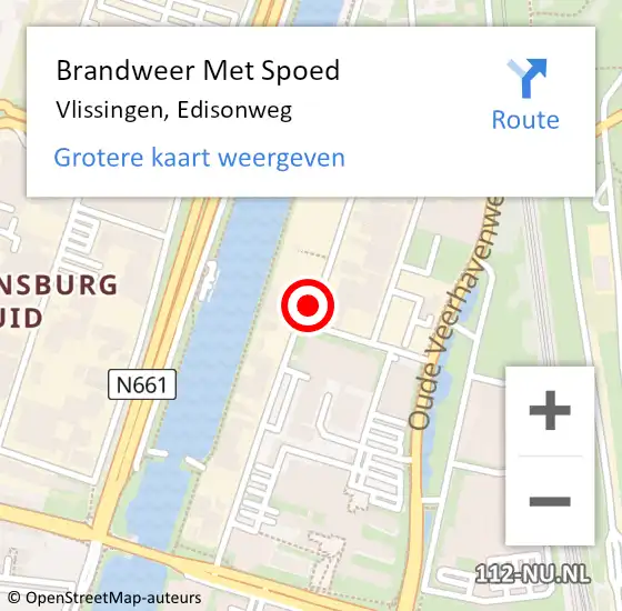 Locatie op kaart van de 112 melding: Brandweer Met Spoed Naar Vlissingen, Edisonweg op 30 maart 2020 20:10