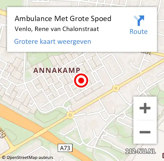 Locatie op kaart van de 112 melding: Ambulance Met Grote Spoed Naar Venlo, Rene Van Chalonstraat op 30 maart 2020 22:00
