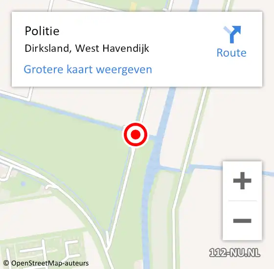 Locatie op kaart van de 112 melding: Politie Dirksland, West Havendijk op 31 maart 2020 06:34