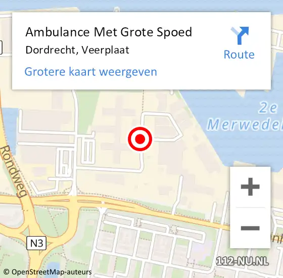 Locatie op kaart van de 112 melding: Ambulance Met Grote Spoed Naar Dordrecht, Veerplaat op 31 maart 2020 12:05