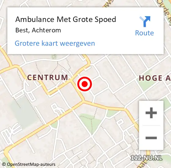 Locatie op kaart van de 112 melding: Ambulance Met Grote Spoed Naar Best, Achterom op 31 maart 2020 12:56