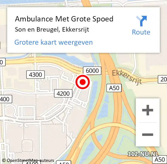 Locatie op kaart van de 112 melding: Ambulance Met Grote Spoed Naar Son en Breugel, Ekkersrijt op 31 maart 2020 13:07