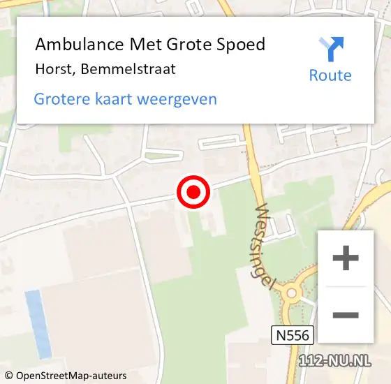 Locatie op kaart van de 112 melding: Ambulance Met Grote Spoed Naar Horst, Bemmelstraat op 31 maart 2020 13:34