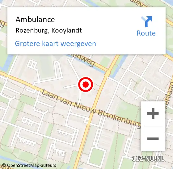 Locatie op kaart van de 112 melding: Ambulance Rozenburg, Kooylandt op 31 maart 2020 13:50
