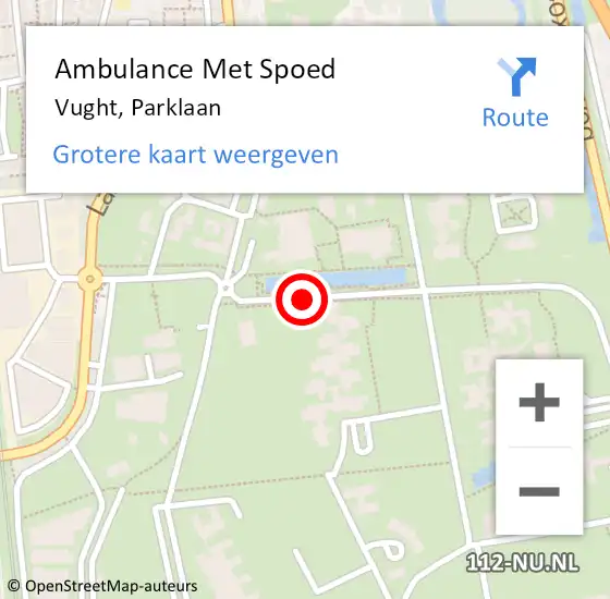 Locatie op kaart van de 112 melding: Ambulance Met Spoed Naar Vught, Parklaan op 31 maart 2020 16:46